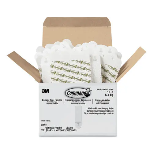 Picture Hanging Strips, Value Pack, Medium, Removable, 0.75" X 2.75", White, 132 Pairs-Pack 1