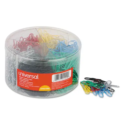 Plastic-Coated Paper Clips, Small (No. 1), Assorted Colors, 1,000-Pack 1