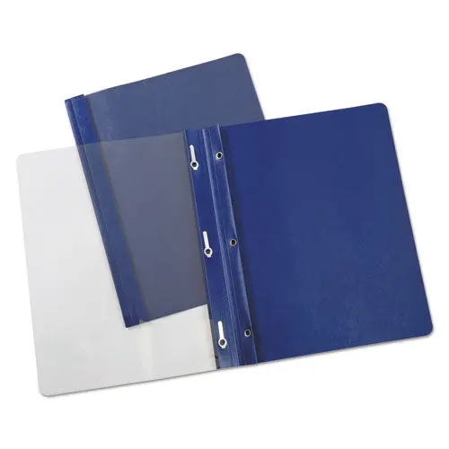 Plastic Cover, Tang Clip, Letter, 1-2" Capacity, Clear-Dark Blue, 25-Box 1
