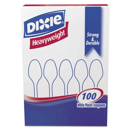 Plastic Cutlery, Heavyweight Teaspoons, White, 100-Box 1