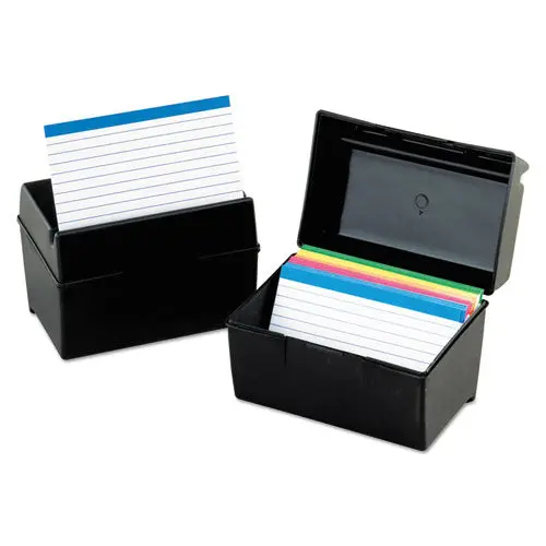 Plastic Index Card File, 300 Capacity, 5 5-8W X 3 5-8D, Black 1