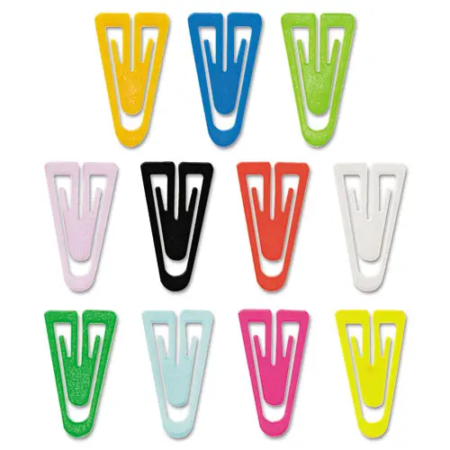 Plastic Paper Clips, Medium (No. 4), Assorted Colors, 500-Box 1