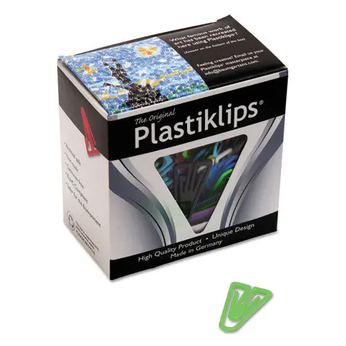Plastiklips Paper Clips, Large (No. 6), Assorted Colors, 200-Box 1