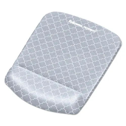 Plushtouch Mouse Pad With Wrist Rest, 7 1-4 X 9 3-8 X 1, Gray-White Lattice 1