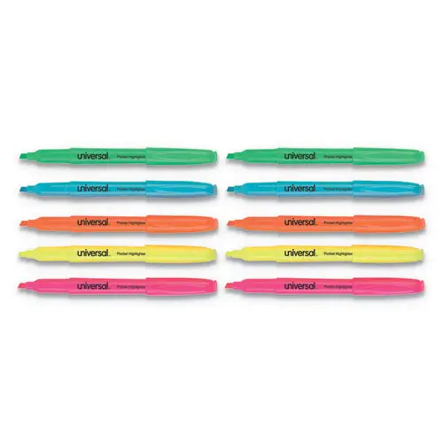 Pocket Highlighters, Chisel Tip, Assorted Colors, Dozen 1