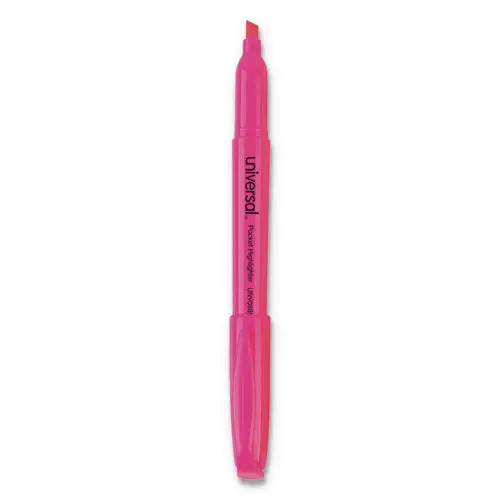 Pocket Highlighters, Chisel Tip, Fluorescent Pink, Dozen 1
