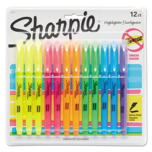 Pocket Style Highlighters, Chisel Tip, Assorted Colors, Dozen 1