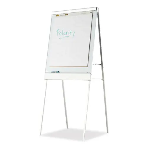 Polarity Height Adjustable Dry Erase Flipchart Easel, 30 X 20-31 X 50-74 Easel, 30 X 38 Board, White Surface, Silver Frame 1