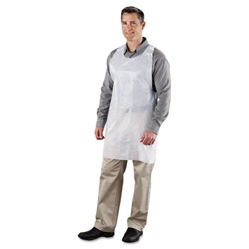 Poly Apron, White, 24 In. W X 42 In. L, One Size Fits All, 1000-Carton 1
