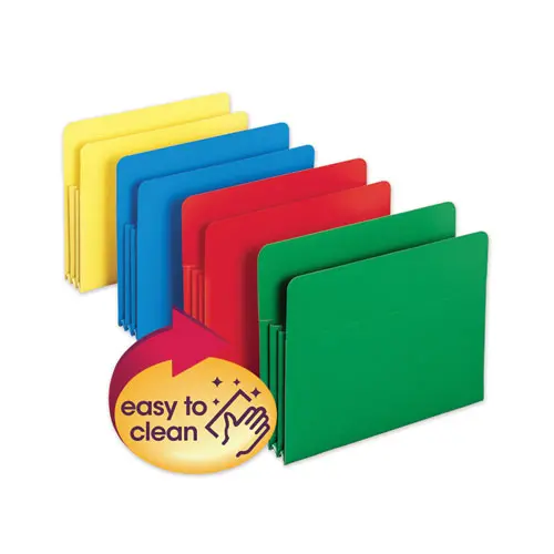 Poly Drop Front File Pockets, 3.5" Expansion, 4 Sections, Letter Size, Assorted, 4-Box 1