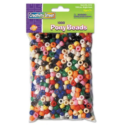 Pony Beads, Plastic, 6 Mm X 9 Mm, Assorted Colors, 1,000-Set 1