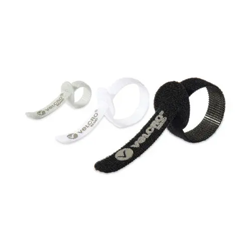 Portable Cord Ties, (2) 3" X 0.25"- (2) 5" X 0.38"- (2) 7" X 0.5", Black-Gray-White, 6-Pack 1