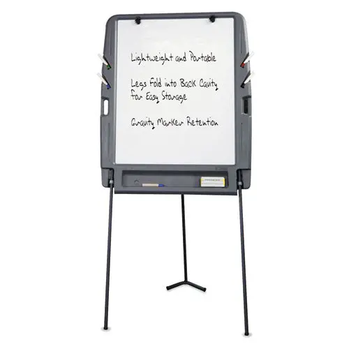 Portable Flipchart Easel With Dry Erase Surface, Resin, 35 X 30 X 73, Charcoal 1