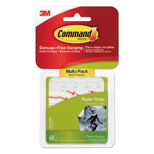 Poster Strips Value Pack, 5-8" X 1 3-4", White, 48-Pack 1