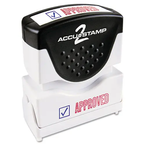 Pre-Inked Shutter Stamp, Red-Blue, Approved, 1 5-8 X 1-2 1
