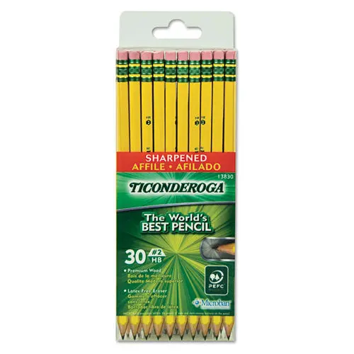 Pre-Sharpened Pencil, Hb (#2), Black Lead, Yellow Barrel, 30-Pack 1