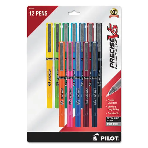 Precise V5 Stick Roller Ball Pen, Fine 0.5Mm, Assorted Ink-Barrel, Dozen 1