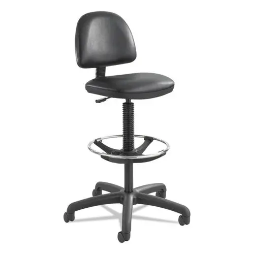 Precision Extended-Height Swivel Stool With Adjustable Footring, 33" Seat Height, Up To 250 Lbs., Black Seat-Back, Black Base 1