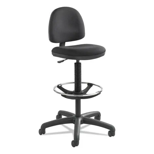 Precision Extended-Height Swivel Stool With Adjustable Footring, 33" Seat Height, Up To 250 Lbs., Black Seat-Back, Black Base 1