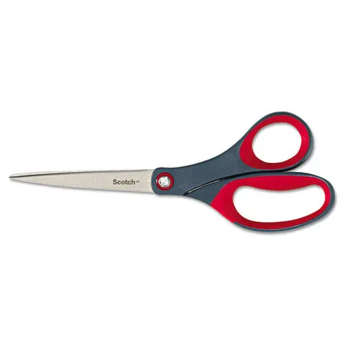 Precision Scissors, 8" Long, 3.13" Cut Length, Gray-Red Straight Handle 1