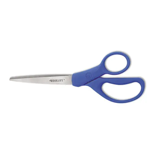 Preferred Line Stainless Steel Scissors, 8" Long, 3.5" Cut Length, Blue Straight Handle 1