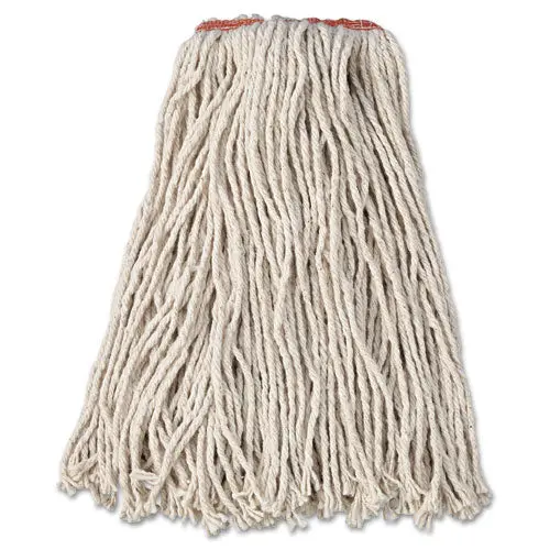 Premium Cut-End Cotton Wet Mop Head, 16Oz, White, 1" Orange Band, 12-Carton 1