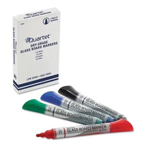 Premium Glass Board Dry Erase Marker, Broad Bullet Tip, Assorted Colors, 4-Pack 1