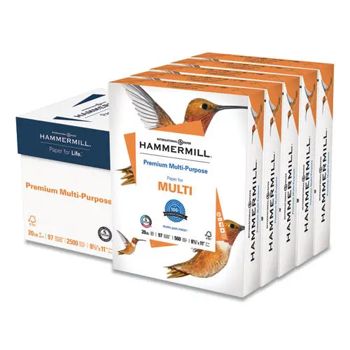 Premium Multipurpose Print Paper, 97 Bright, 20Lb, 8.5 X 11, White, 500 Sheets-Ream, 5 Reams-Carton 1