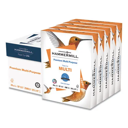 Premium Multipurpose Print Paper, 97 Bright, 24Lb, 8.5 X 11, White, 500 Sheets-Ream, 5 Reams-Carton 1