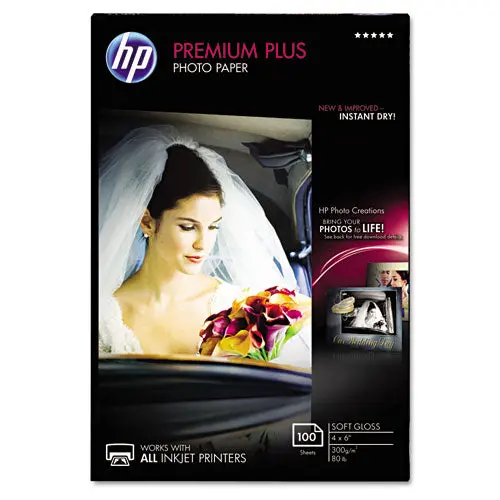 Premium Plus Photo Paper, 11.5 Mil, 4 X 6, Soft-Gloss White, 100-Pack 1