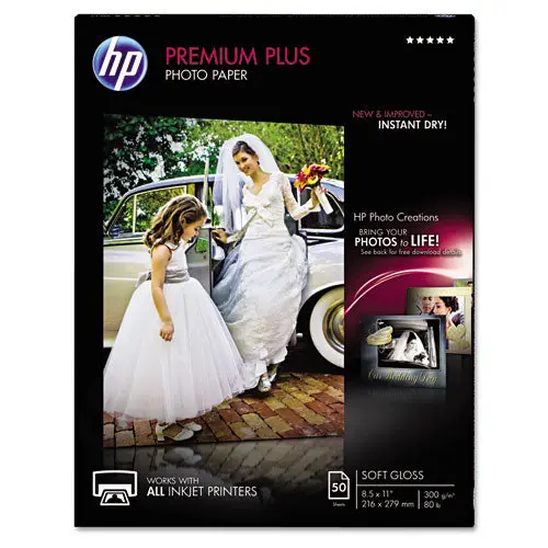 Premium Plus Photo Paper, 11.5 Mil, 8.5 X 11, Soft-Gloss White, 50-Pack 1