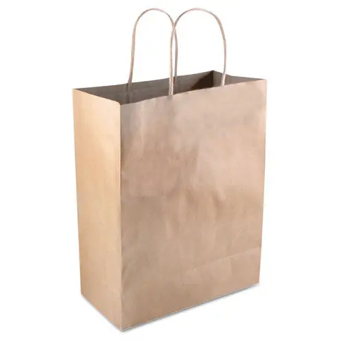 Premium Shopping Bag, 8" X 4" X 10.25", Brown Kraft, 50-Box 1