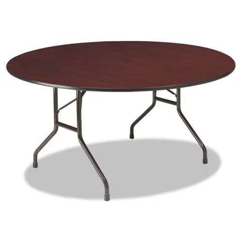 Premium Wood Laminate Folding Table, 60 Dia. X 29H, Mahogany Top-Gray Base 1