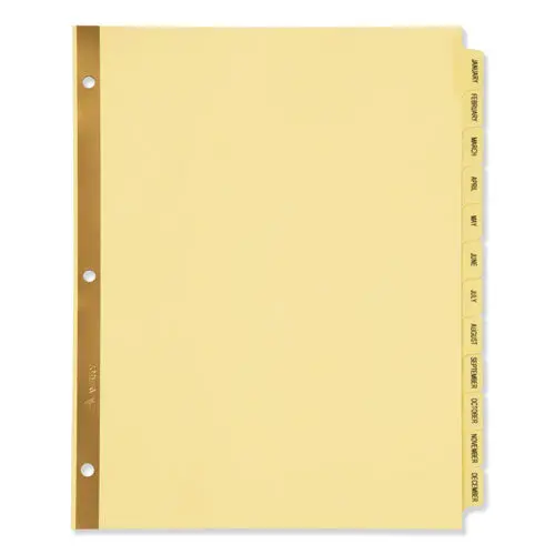 Preprinted Laminated Tab Dividers W-Gold Reinforced Binding Edge, 12-Tab, Letter 1