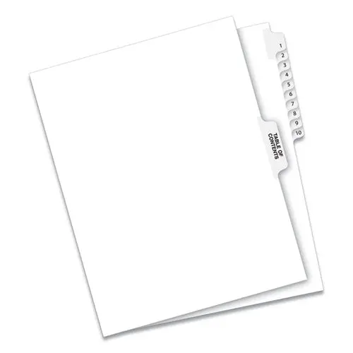 Preprinted Legal Exhibit Side Tab Index Dividers, Avery Style, 11-Tab, 1 To 10, 11 X 8.5, White, 1 Set 1