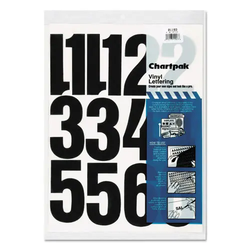 Press-On Vinyl Numbers, Self Adhesive, Black, 4"H, 23-Pack 1