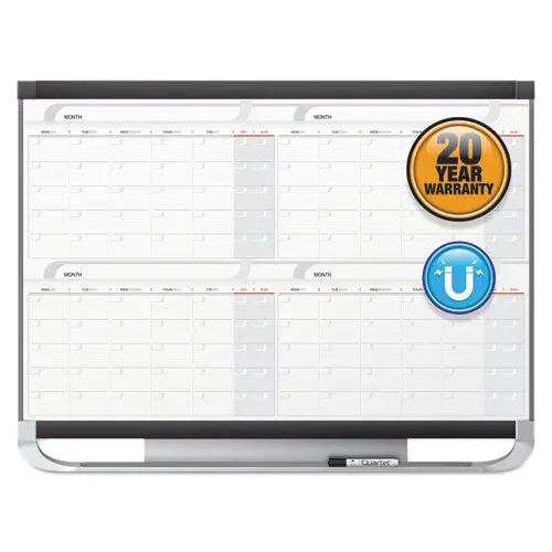 Prestige 2 Magnetic Total Erase 4-Month Calendar, 36 X 24, Graphite Color Frame 1