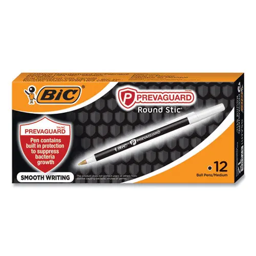 Prevaguard Ballpoint Pen, Stick, Medium 1 Mm, Black Ink-Black Barrel, Dozen 1