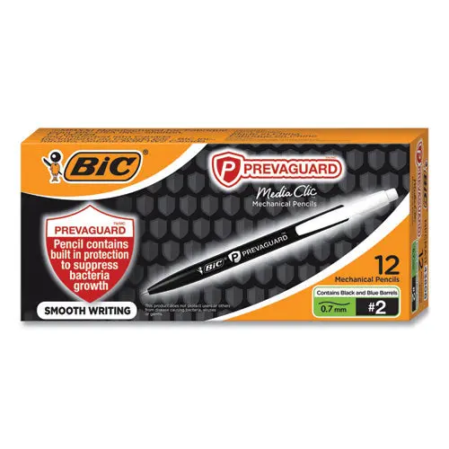Prevaguard Media Clic Mechanical Pencils, 0.7 Mm, Hb (#2), Black Lead, 6 Black Barrel-6 Blue Barrel, Dozen 1
