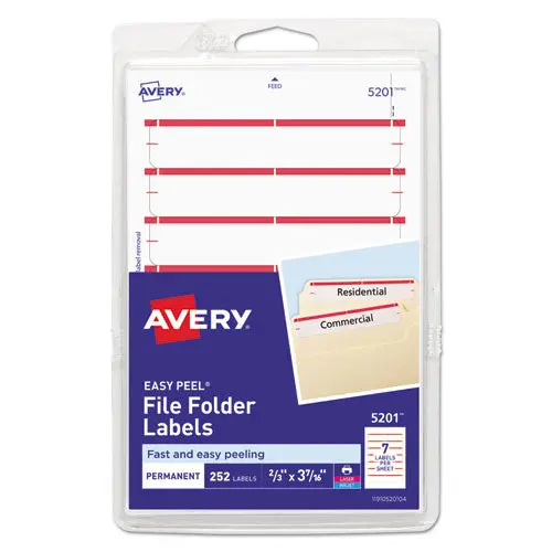 Printable 4" X 6" - Permanent File Folder Labels, 0.69 X 3.44, White, 7-Sheet, 36 Sheets-Pack, (5201) 1