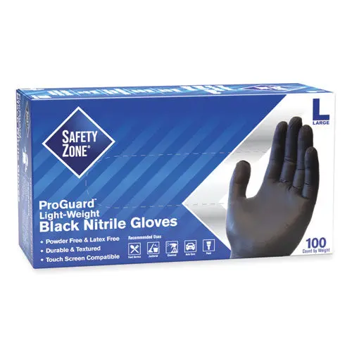 Proguard Powder Free Nitrile Gloves, Large, Black, 100/Box 1