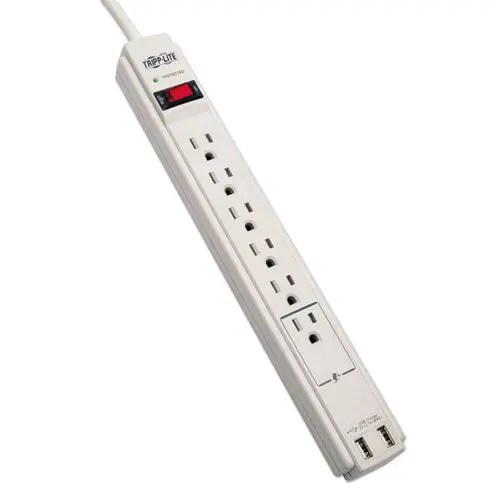 Protect It! Surge Protector, 6 Outlets-2 Usb, 6 Ft Cord, 990 Joules, Gray 1