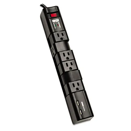 Protect It! Surge Protector, 6 Outlets-2 Usb, 8 Ft Cord, 1080 Joules, Black 1