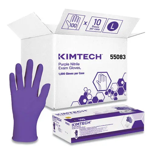 Purple Nitrile Exam Gloves, 242 Mm Length, Large, Purple, 1000-Carton 1