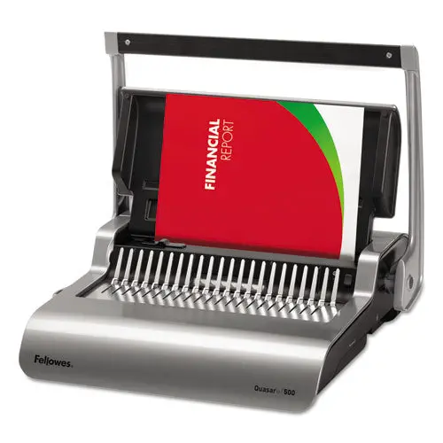 Quasar 500 Manual Comb Binding System, 18 1-8 X 15 3-8 X 5 1-8, Metallic Gray 1
