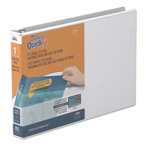 Quickfit Landscape Spreadsheet Round Ring View Binder, 3 Rings, 1" Capacity, 11 X 8.5, White 1