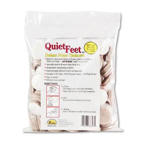 Quiet Feet Deluxe Noise Reducers, 1.25" Dia, Circular, Beige, 100-Pack 1