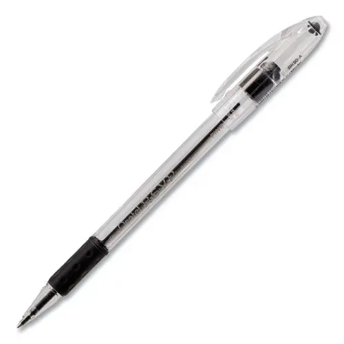R.S.V.P. Stick Ballpoint Pen, Fine 0.7Mm, Black Ink, Clear-Black Barrel, Dozen 1