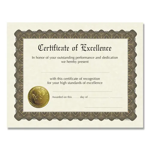 Ready-To-Use Certificates, 11 X 8.5, Ivory-Brown, Excellence, 6-Pack 1