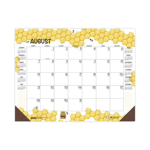 Recycled Honeycomb Desk Pad Calendar, 22 X 17, White-Multicolor Sheets, Brown Corners, 12-Month (Aug To July): 2023 1